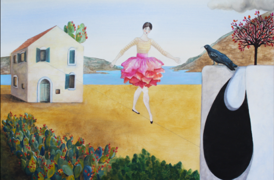 Sicily-surrealist-painting-dream-symbolism-emigration-ballerina-prickly_pears