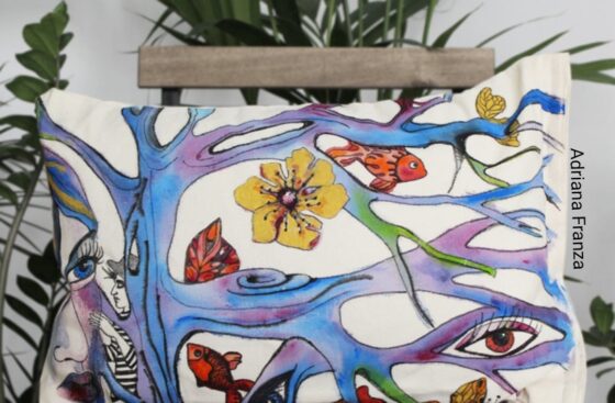 cuscino_dipinto_a_mano-pezzo_unico_homedecor__multicolor-simbolista-fiaba-autunno-natura-occhi-incantesimo-regalo-originale