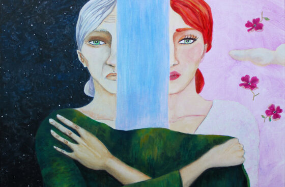 art-surrealism-surrealist_painting_-coexistence-mother_daughter-old_girl-dark_clear-fertility-light_dark-doubling-night_day-opposition-union