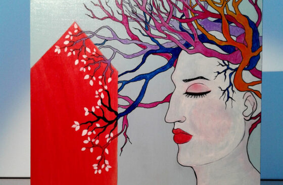 woman-female-profile-painting-surrealism-red-house-hair-backtomyroots