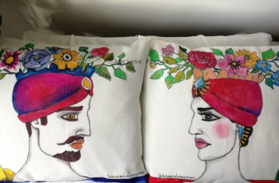 hand_painted_cushions-modern_moorish_heads-turban-flowers-summer-painted-unique_gift-home_decor-sicily-original_pillow_cases- noto-sicilian_memories