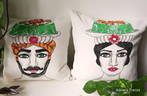 hand_painted_cushions-modern_moor_heads-turban-cassata-palermo-hand_painted-unique_gift-home_decor-sicily-original_pillow_cases- noto-sicilian_art_souvenir