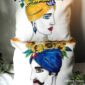 hand_painted_cushions-modern_moor_heads-turban-sunflowers-blue-yellow-hand_painted-unique_gift-home_decor-sicily-original_pillow_cases- noto-sicilian_art_souvenir