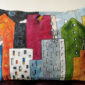 original_whimsical_cushion-day_night-male_female-dark_light-sun_moon-colorful_ houses-skyscrapers_ vivid-colors-pillow_unique-gift_home_decor-hand_painted_pillow-one_of_a_kind