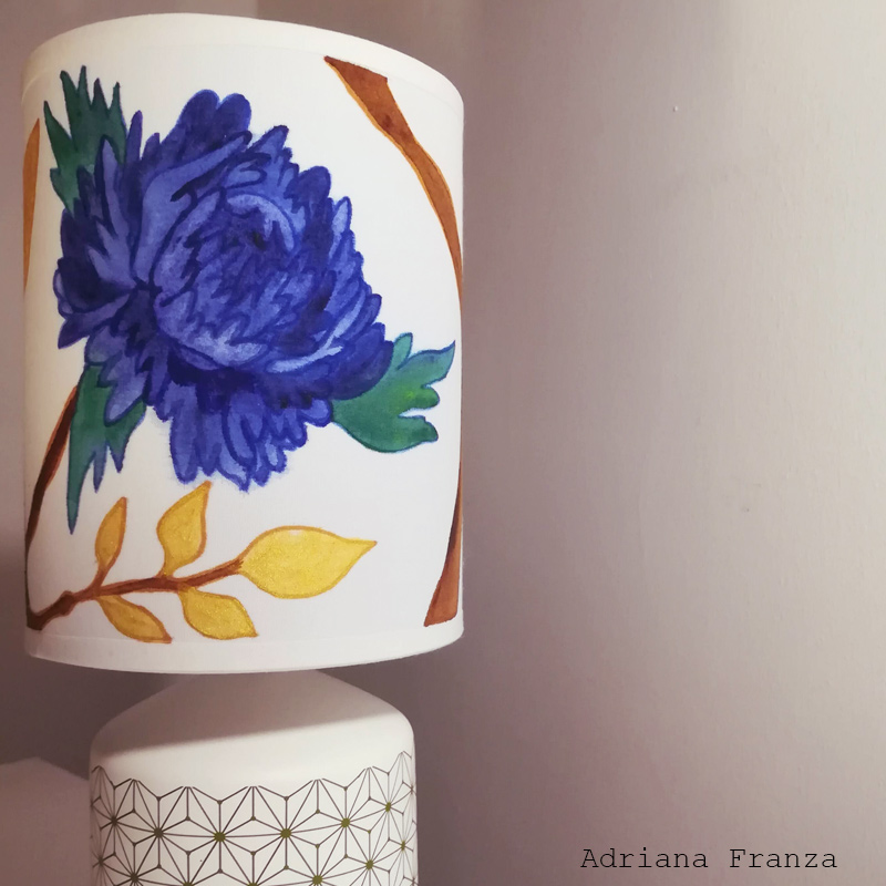 Blue peony – Hand-painted table lamp