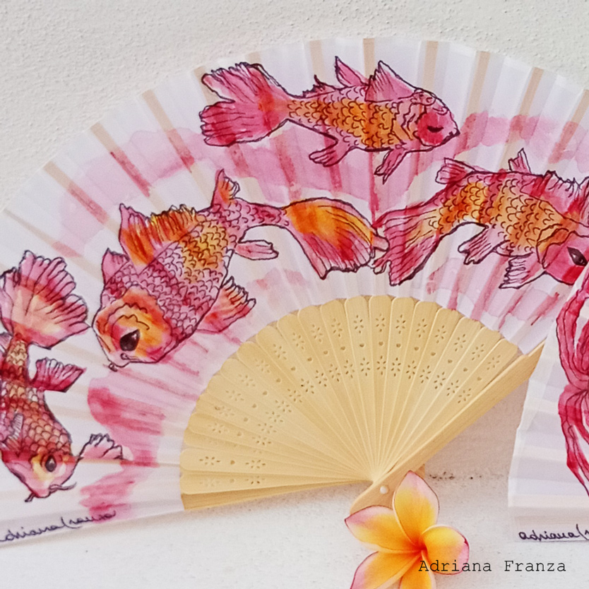 hand-painted-fan-red-fishes