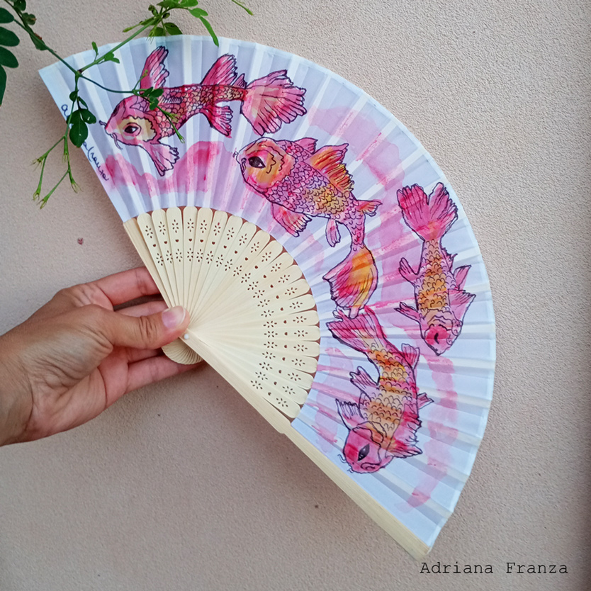 ventaglio-dipinto-pesci