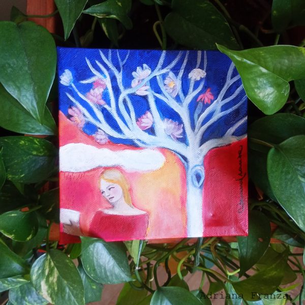 regalo-artistico-ricongiungimento-antonia-pozzi-quadro-quadretto-rosso-albero-blu