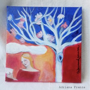 regalo-artistico-ricongiungimento-antonia-pozzi-quadro-quadretto-rosso-albero-blu